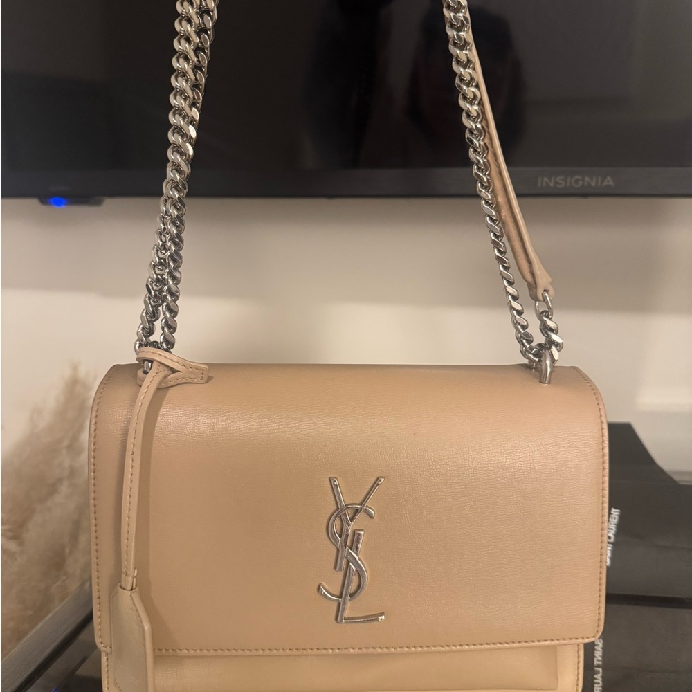 Saint Laurent Sunset Medium Shoulder Bag Dark Beige